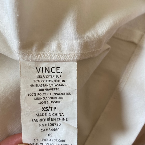 VINCE Lattice Lace Bib Cotton Poplin Shift Dress - Picture 15 of 16